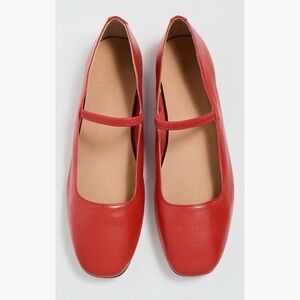 EUC Madewell Greta Flats Women's Mary Jane Shoes Kilt Red Size 9.5